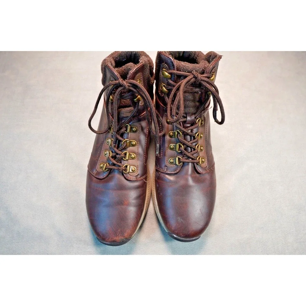 KHOMBU 1323899‎ NICK BROWN FAUX LEATHER HIKING ANKLE MENS 11M BOOTS